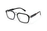 Haya Eyeglasses, Square Aviator Black & Clear Glasses - oblique view on white background
