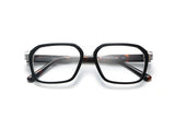 Haya Eyeglasses, Square Aviator Black & Clear Glasses - folded front view on white background