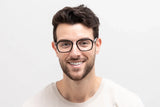 Man wearing Haya Eyeglasses, Square Aviator Black & Clear Glasses - front view on white background