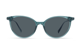 Felicity Blue, Oval Blue Turquoise Sunglasses with Grey Polarized Lenses– front view