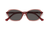 Glee Red, Geometric Red Sunglasses with grey polarized lenses – folded front view