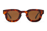 Juno Brown Sunglasses, thick square tortoiseshell sunglasses with brown polarized lens - front view on white background