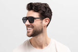 Man wearing Parker, Black Oversized Aviator Sunglasses