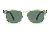 Oliver Sunglasses, translucent green square sunglasses with green polarized lens - front view on white background