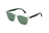 Oliver Sunglasses, translucent green square sunglasses with green polarized lens - Oblique view on white background