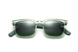 Oliver Sunglasses, translucent green square sunglasses with green polarized lens - folded front view on white background