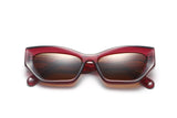 Riley Red Sunglasses, Red rectangular cat-eye sunglasses with brown polarized lens - folded front view on white background