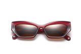 Riley Red Sunglasses, Red rectangular cat-eye sunglasses with brown polarized lens - folded front view on white background