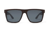 Shade, Black Oversized Square Wooden Sunglasses with grey polarized lenses - Front Side