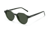 Wonder Green, Geometric Round Green Sunglasses – top oblique view