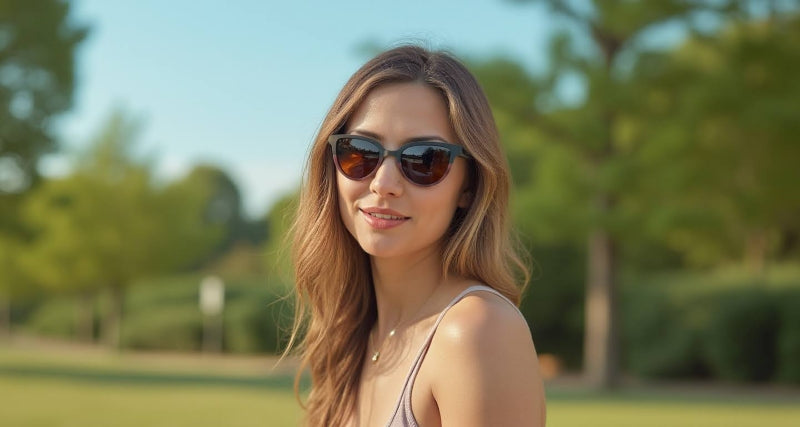 woman wearing ivy polarized sunglasses