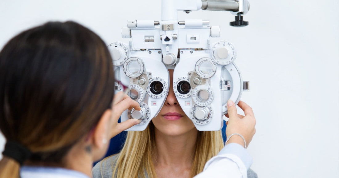 Woman getting an eye exam