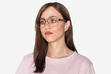 Woman wearing Euphoria, Retro Rectangle Gold Metal Glasses