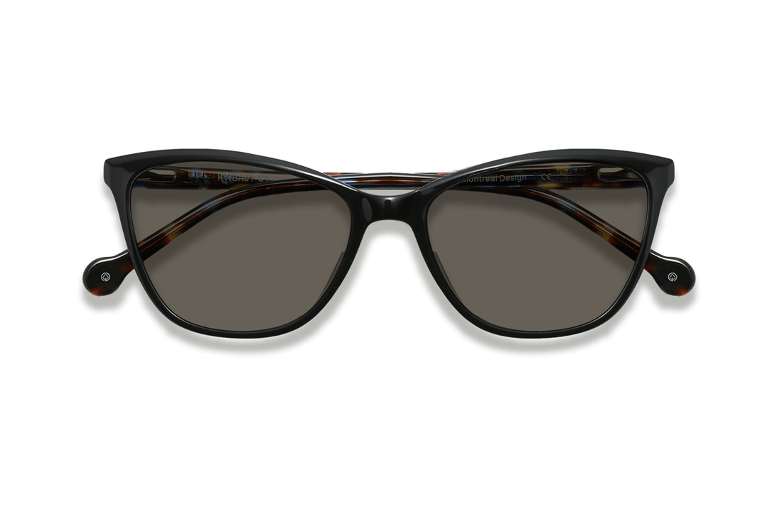 Allure Black, Cat Eye Black Sunglasses – folded front view
