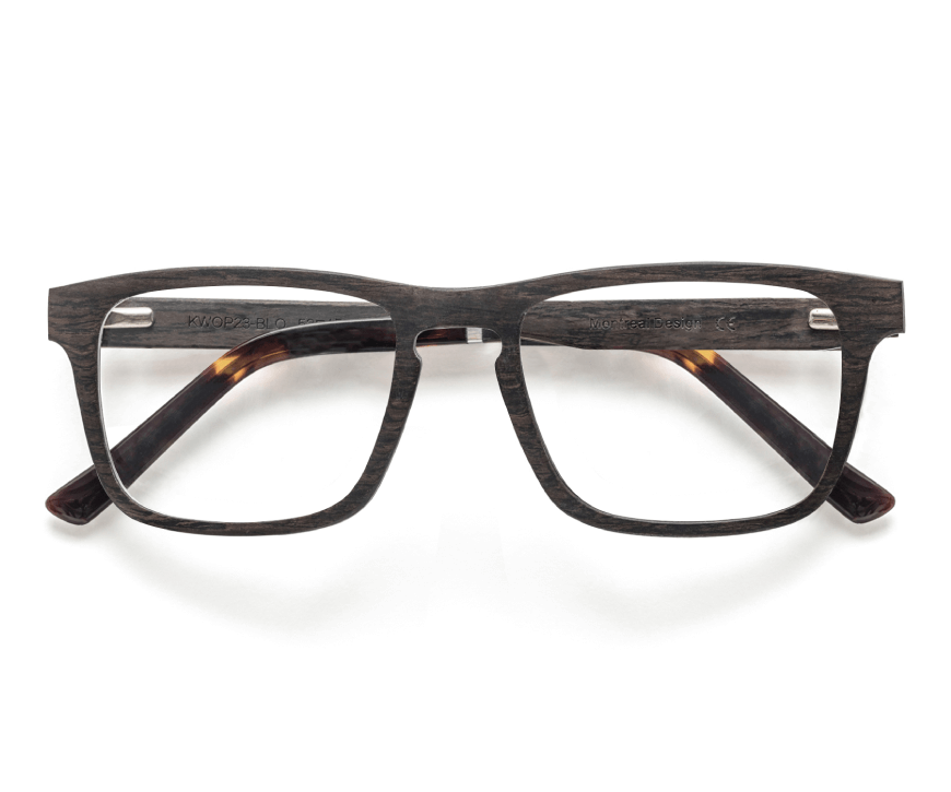 Bold Black - Rectangle Eyeglasses made from Oak Wood
