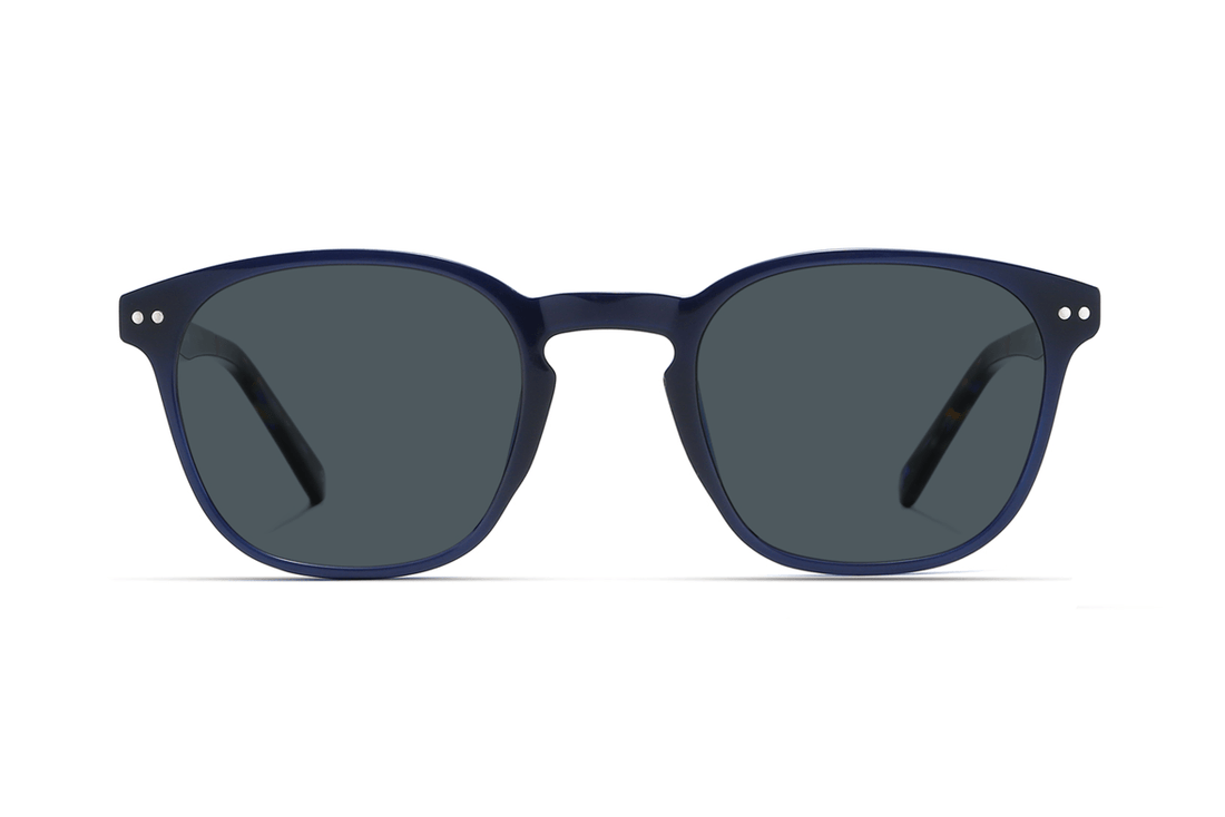 Dare Navy, Retro Square Navy Blue Sunglasses – front view