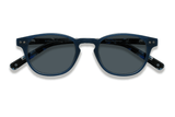 Dash Navy, Retro Square Navy Blue Sunglasses with tortoise arms – folded front view