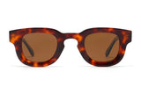 Juno Brown Sunglasses, thick square tortoiseshell sunglasses with brown polarized lens - front view on white background
