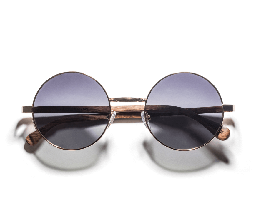 Kraywoods Birch, Oversized Round Sunglasses made from Ebony Wood with 100% UV Protection, Polarized lenses 