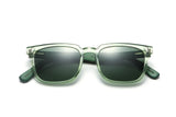 Oliver Sunglasses, translucent green square sunglasses with green polarized lens - folded front view on white background