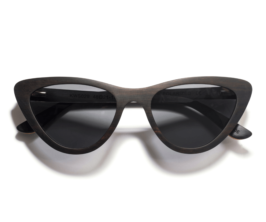 Kraywoods Challenger, Wayfarer Sunglasses Featuring Ebony Wood Arms with 100% UV Protection, Polarized Lenses