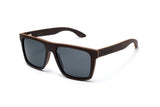 Shade, Black Oversized Square Wooden Sunglasses with grey polarized lenses - oblique view