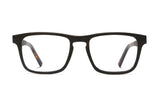 Lunettes en bois de chêne noir, rectangulaires, noires et audacieuses - avant
