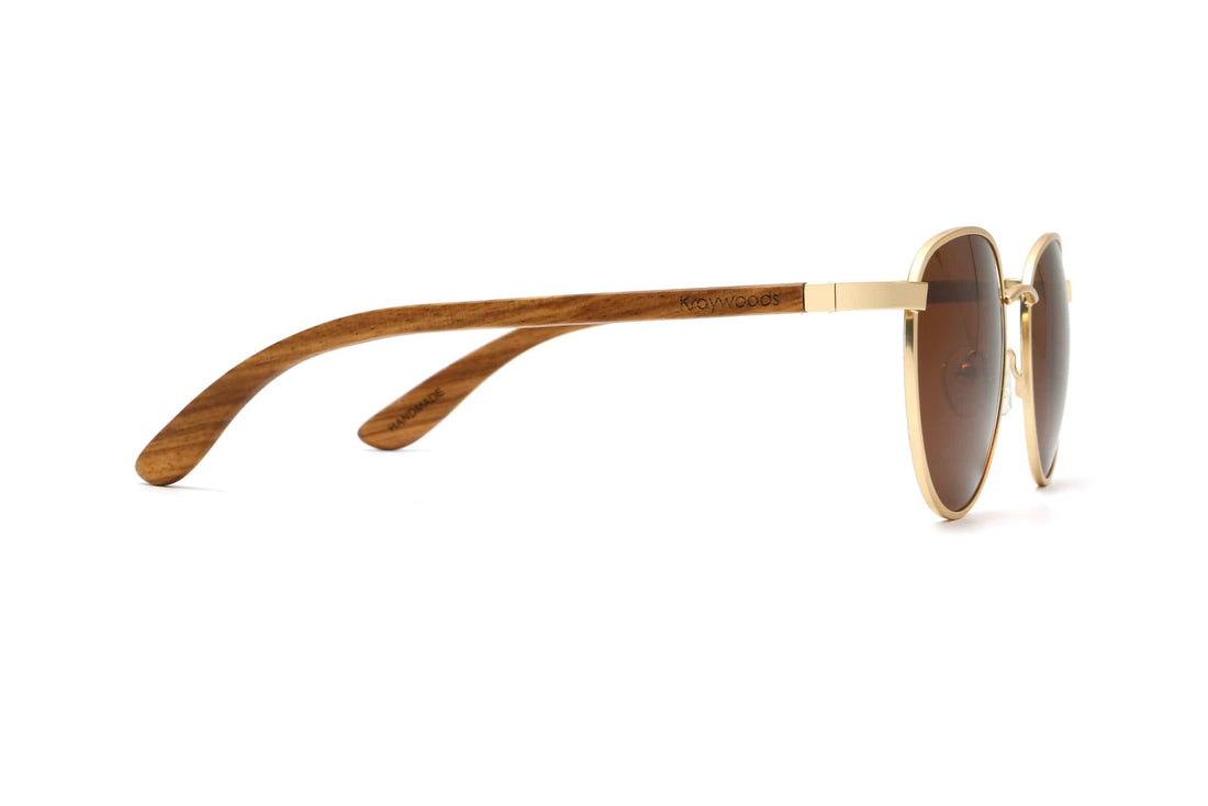 Austin Gold, Lunettes de soleil rondes en métal doré - Side