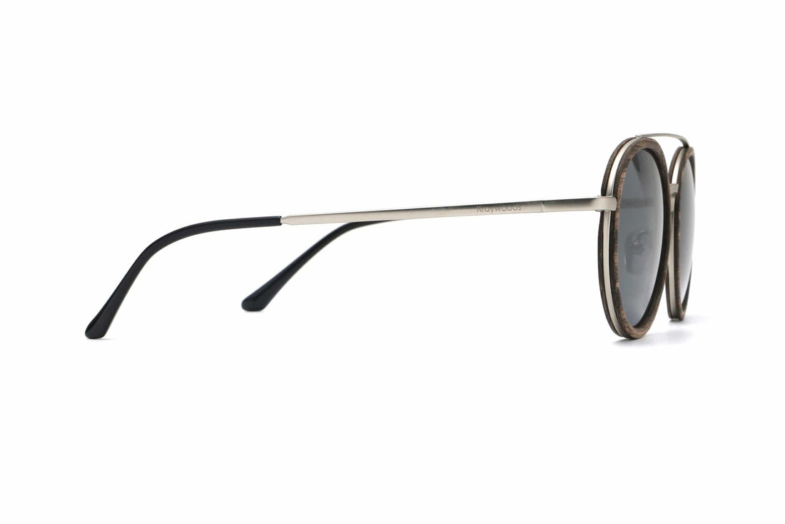 Aspen Silver, lunettes de soleil rondes à double pont - Side