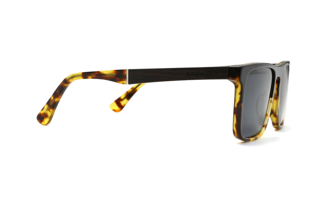 Felix, Lunettes de soleil rectangulaires en tortue jaune - Side