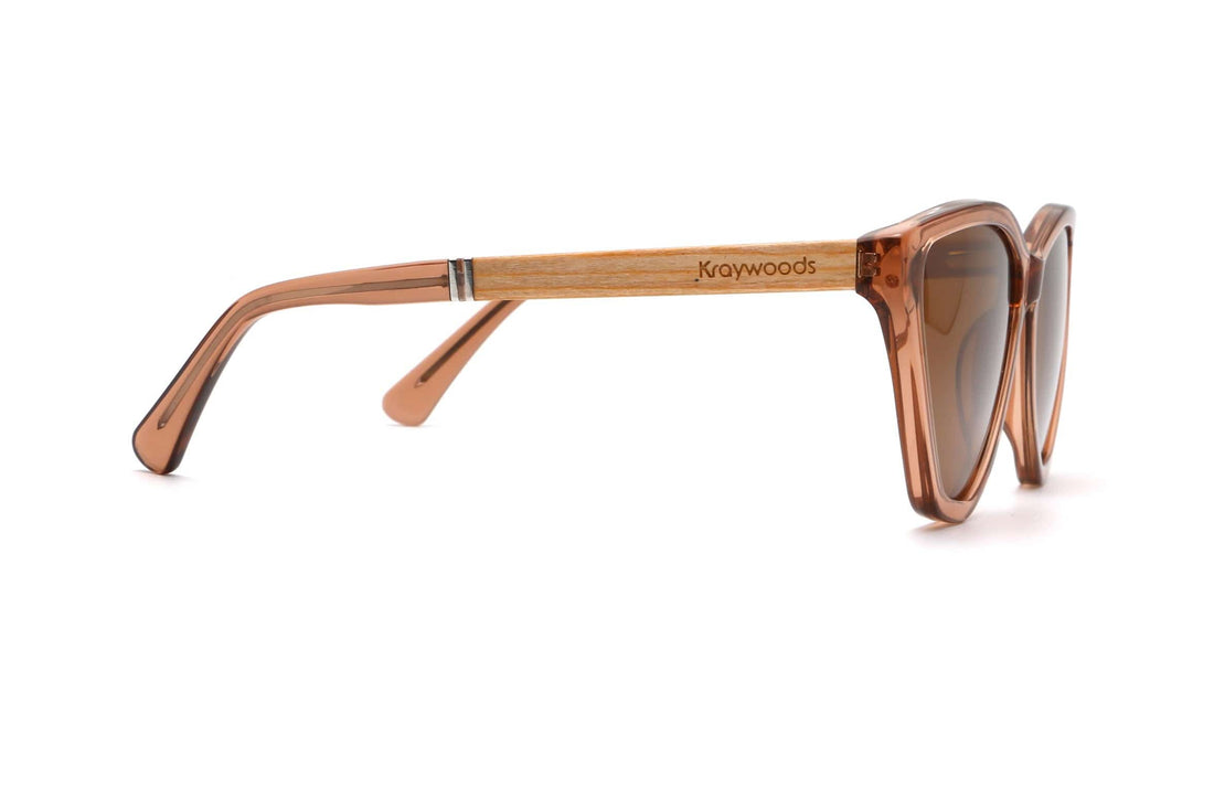 Audrey, lunettes de soleil roses oversized cat eye - Side