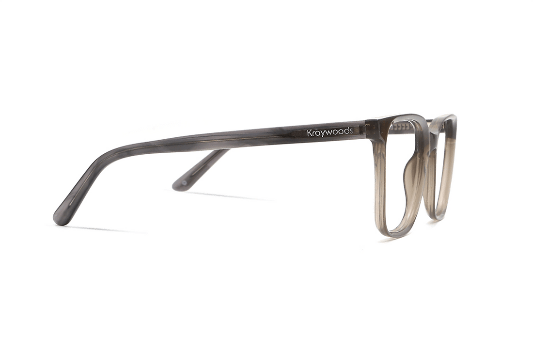Marvel Grey, lunettes carrées surdimensionnées en acétate gris - Side