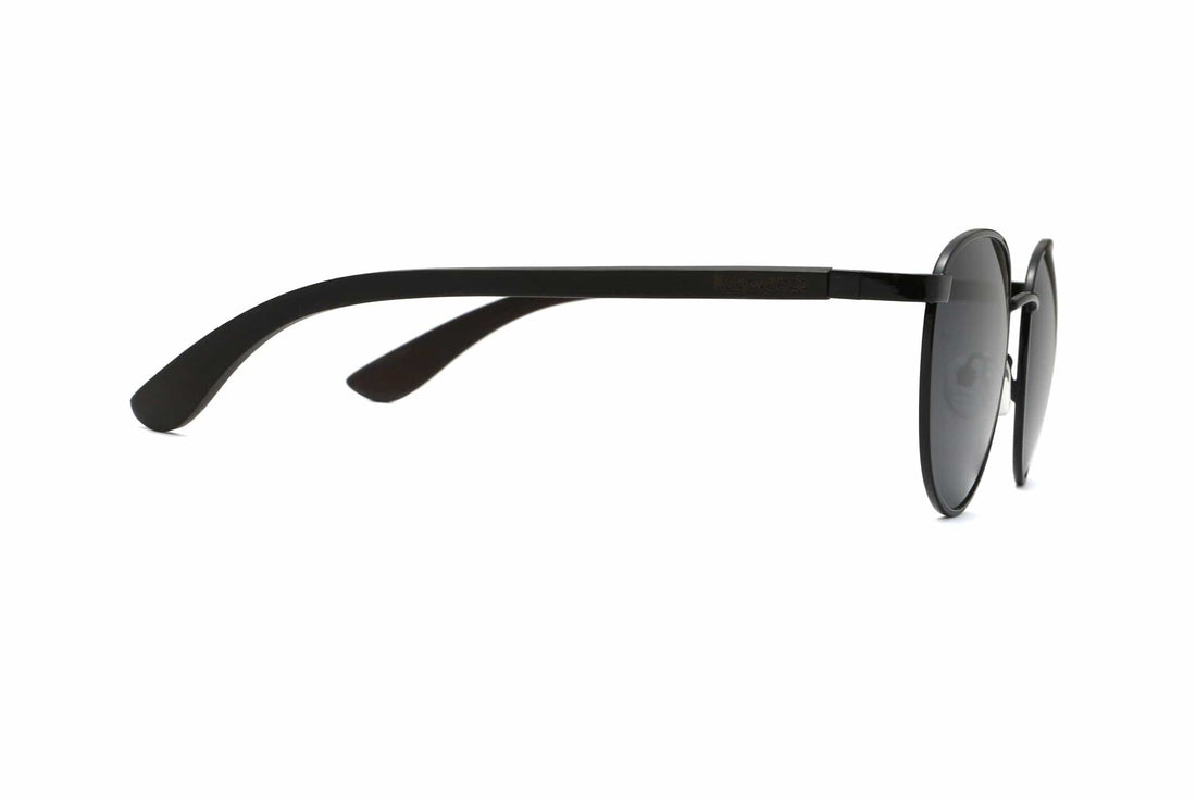 Austin Black , Lunettes de soleil rondes en métal noir - Side