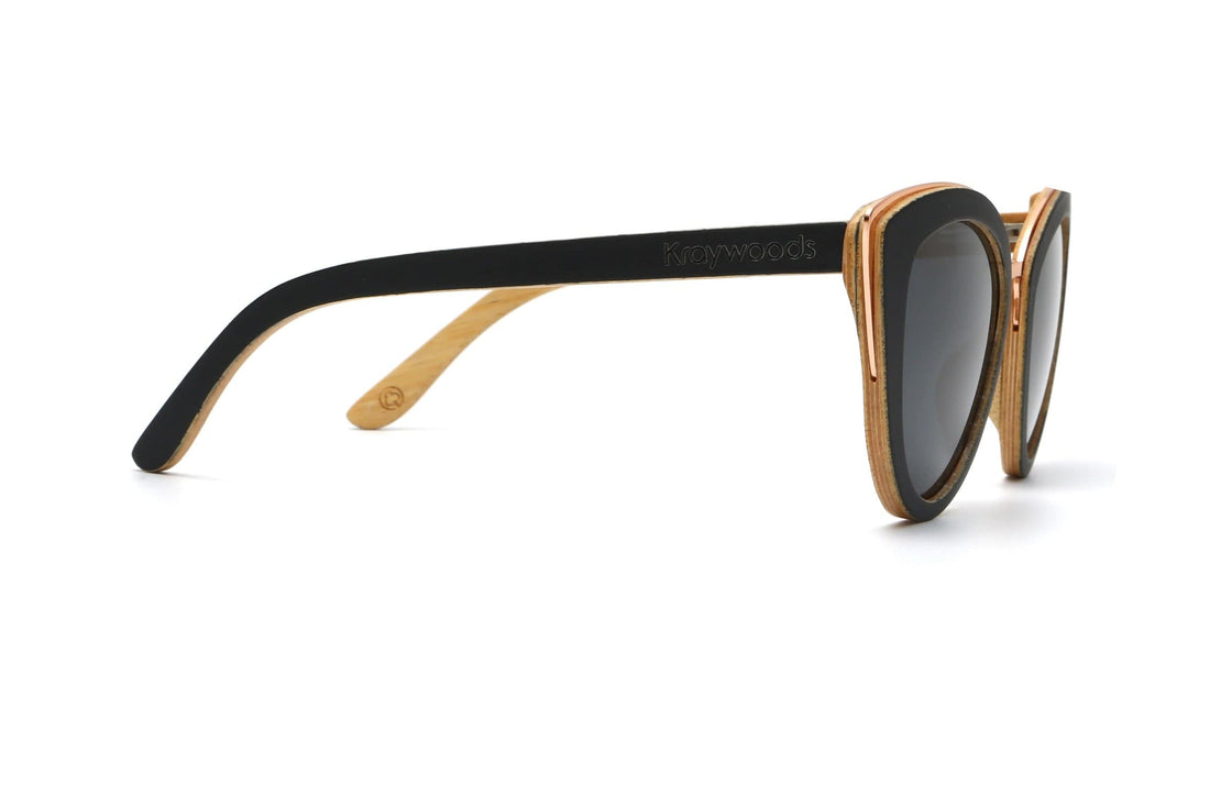 Willow, lunettes de soleil noires oversized Cat Eye - Side