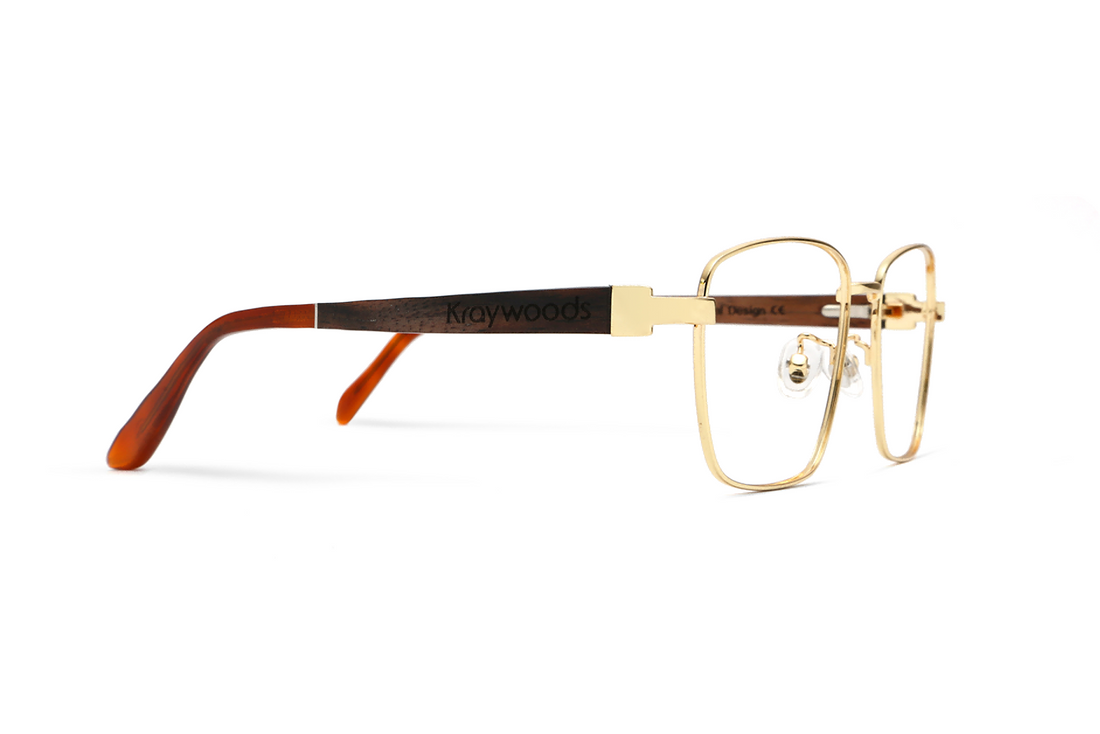 Fair Gold, lunettes carrées en métal doré - Side