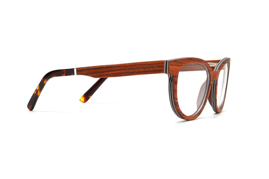 Lunettes Charm Rose, Cat Eye Cherry Wood - Side