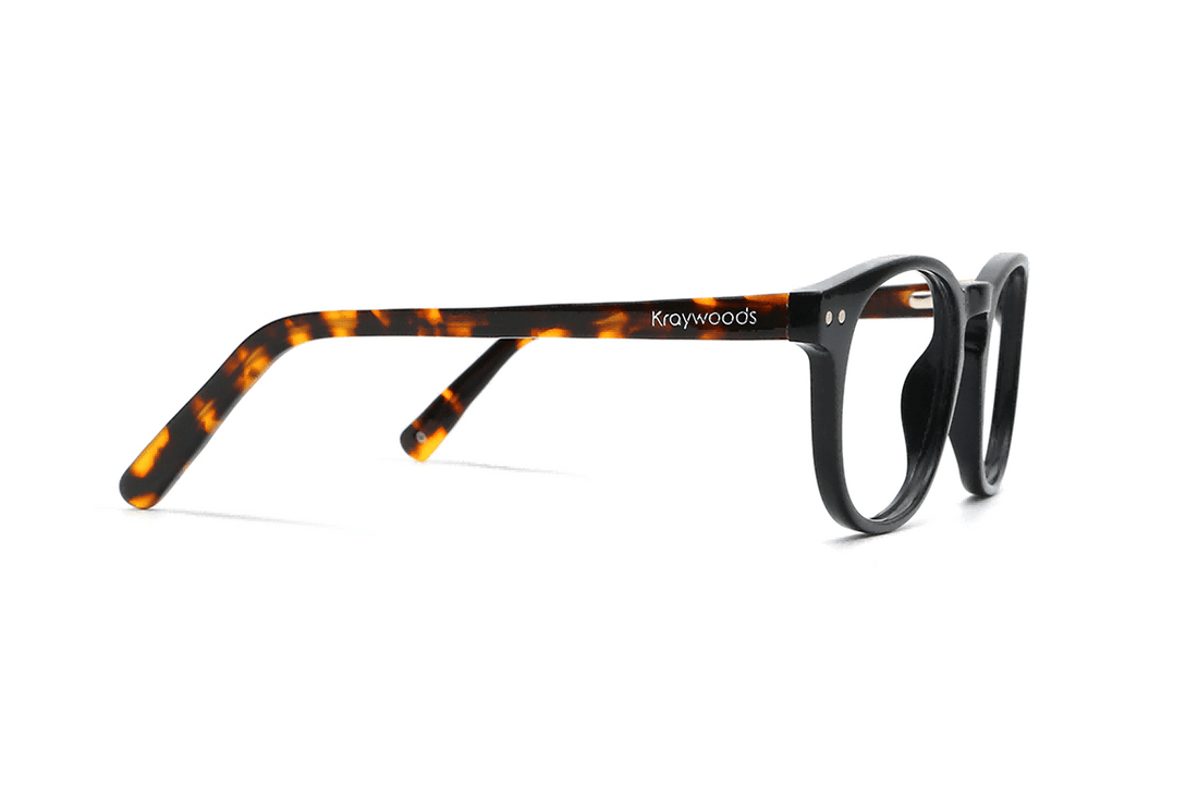 Dash Black, Lunettes rétro carrées en acétate noir - Side