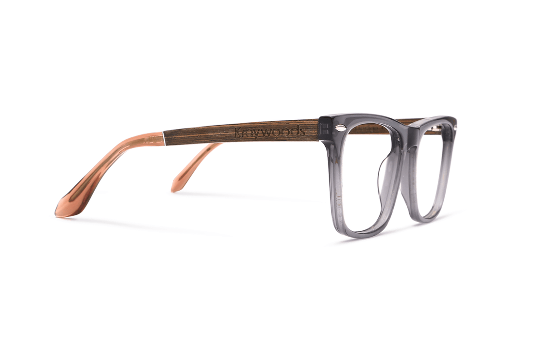 Grace Grey, lunettes carrées en acétate gris - Side