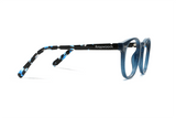 Dash Navy, lunettes rétro carrées en acétate bleu marine - Side