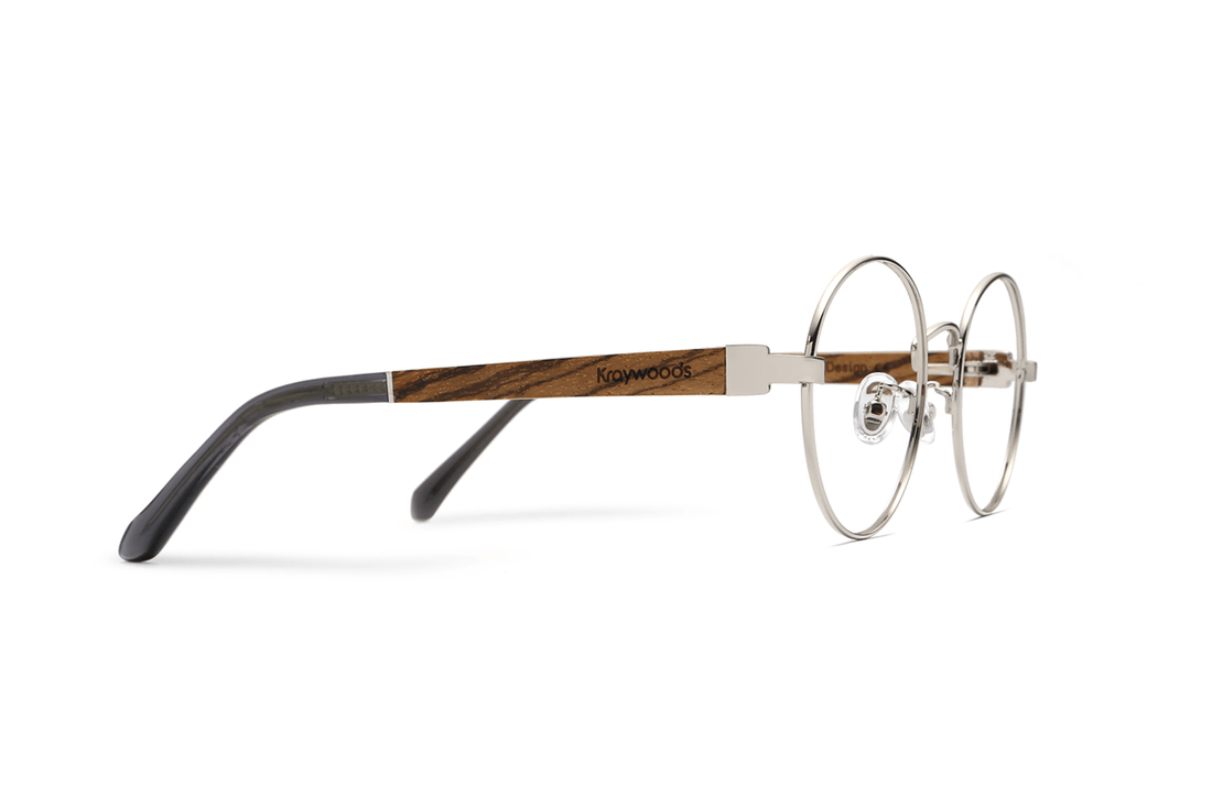 Joy Silver, Lunettes rondes en métal argenté - Side