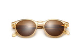Jazz, petites lunettes de soleil rondes marron - pliées