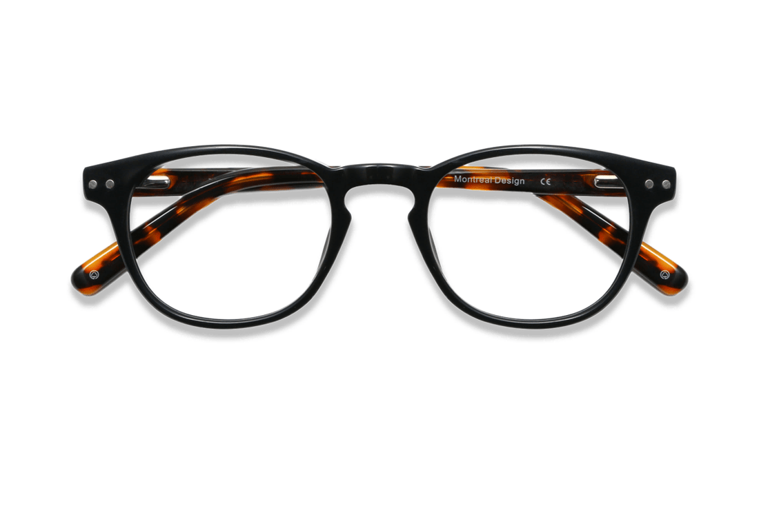 Dash Black, lunettes rétro carrées en acétate noir - pliées