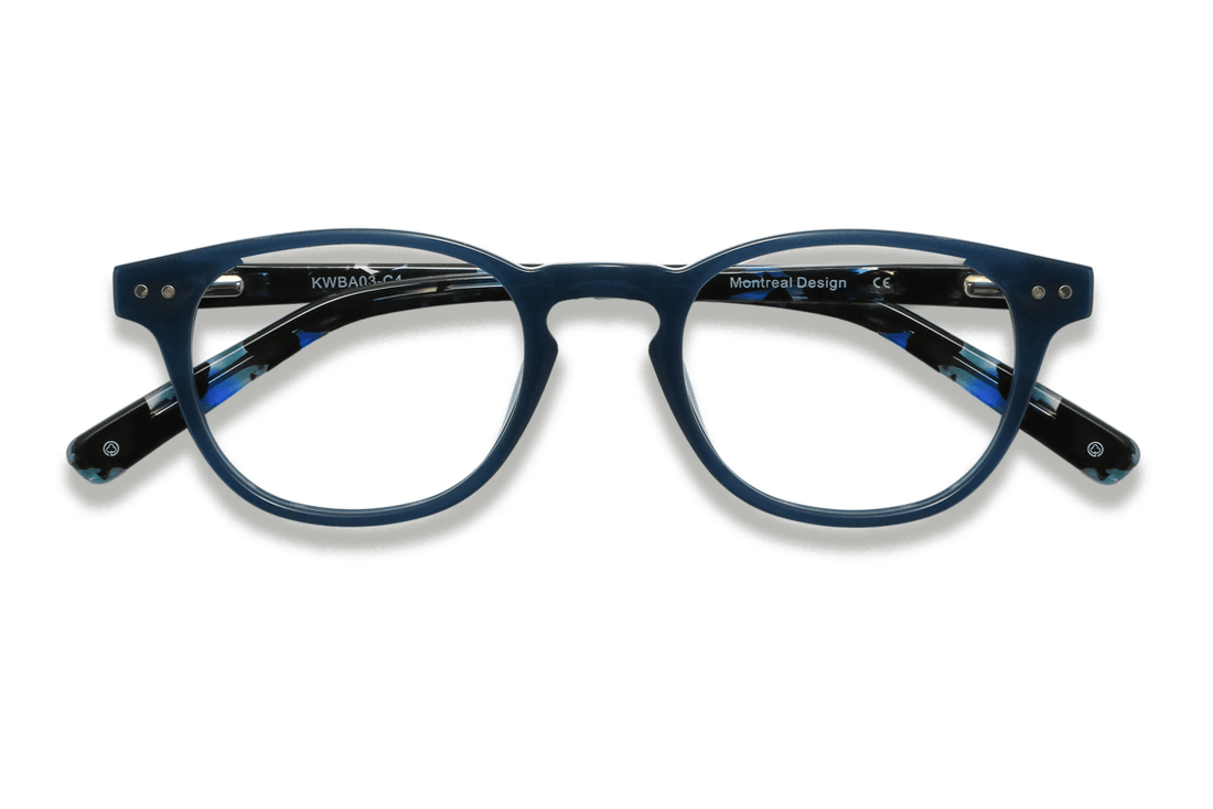 Dash Navy, lunettes rétro carrées en acétate bleu marine - pliées