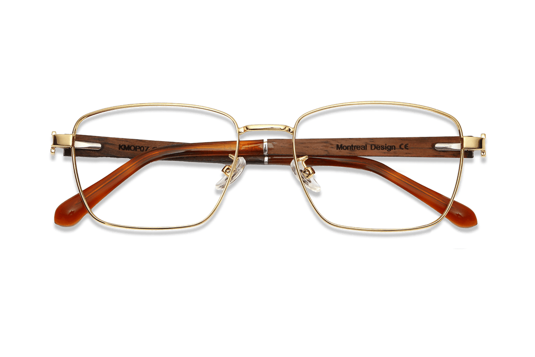 Fair Gold, lunettes carrées en métal doré - pliées