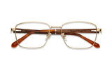 Fair Gold, lunettes carrées en métal doré - pliées