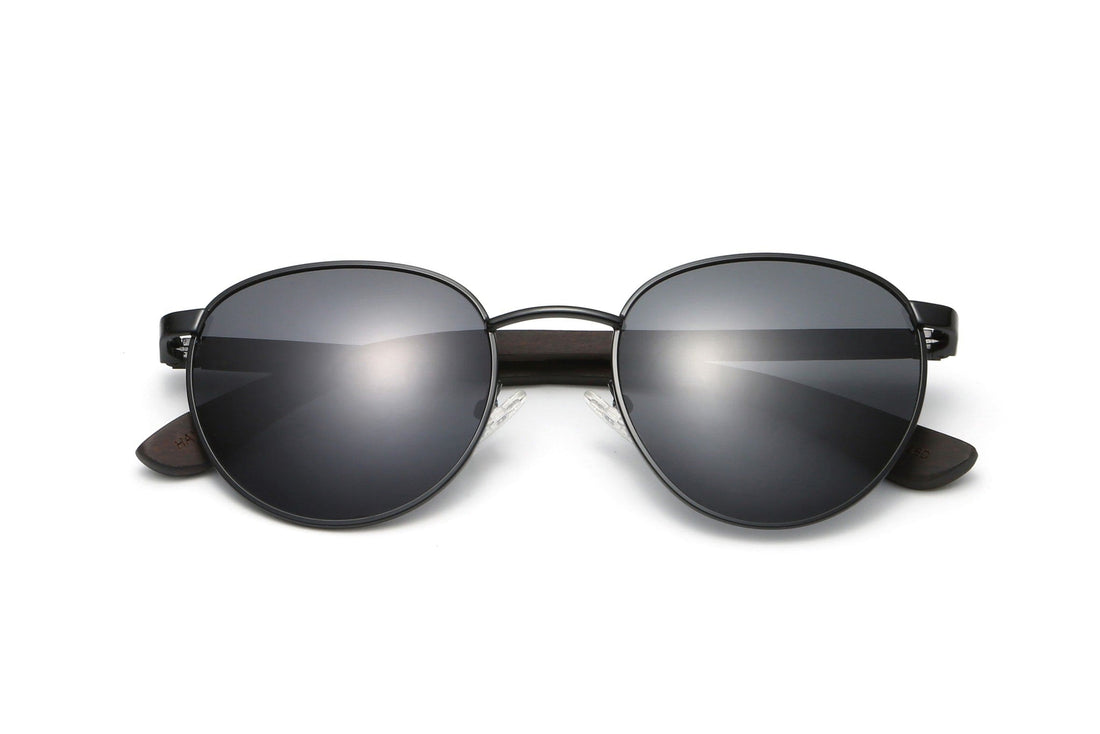 Austin Black , Lunettes de soleil rondes en métal noir - pliées