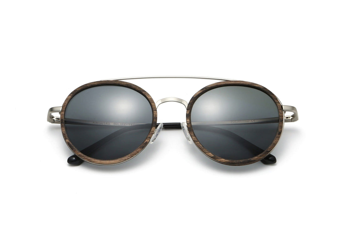 Aspen Silver, lunettes de soleil rondes à double pont - pliées