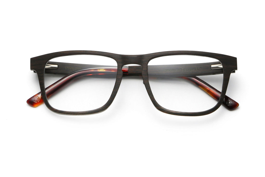 Bold Black, lunettes rectangulaires en bois de chêne noir - pliées