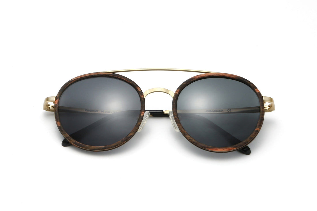 Aspen Gold, lunettes de soleil rondes à double pont - pliées