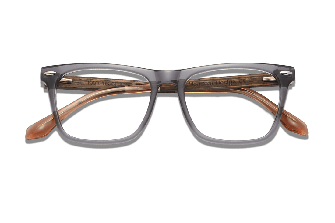 Grace Grey, lunettes carrées en acétate gris - pliées
